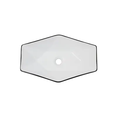აბაზანის ნიჟარა კერამიკის 9400C matt white/blavk 570X360X140 - 1