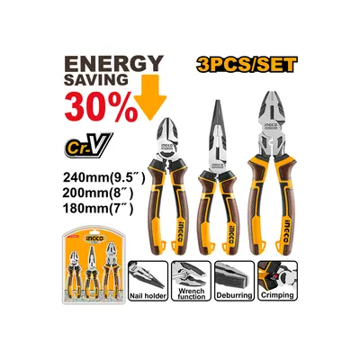 ბრტყელტუჩას 3ც-ნი კომპლექტი 9.5"/240მმ 8"/200მმ 7"/180მმ HKHLPS2832 INGCO