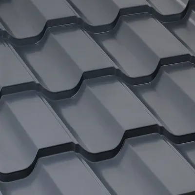 მეტალოკრამიტი ფერადი თუნუქის სახურავი 0.5X1200 პრიალა RAL 7024 - 1