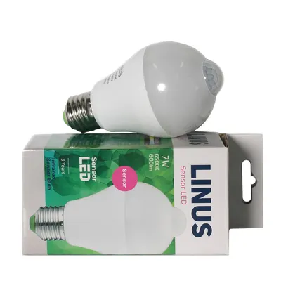 LED ნათურა მოძრაობის ინფრაწითელ სენზორზე 7W 6500K Lin63-4345 Linus - 1
