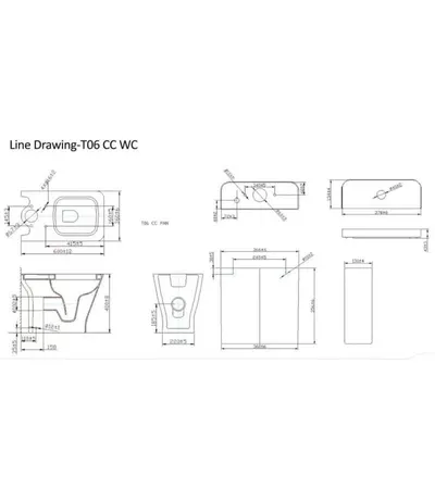 Toilet with Cistern, Mechanism, and Lid #1003C/D
