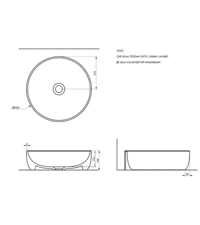 Round Washbasin SOLE 42 cm SERAMIKSAN