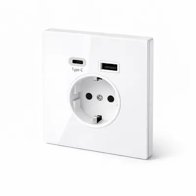 ელექტრო როზეტი USB + Type-C დამტენით, თეთრი – WH A1-11