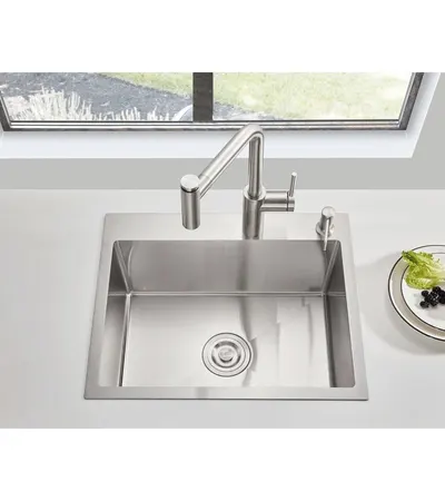 Stainless Steel Sink Size: 40*50, 1-compartment built-in, with siphon and strainer (CHROME) NYWY-24-14