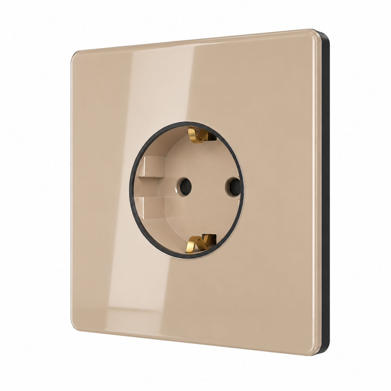 შუშის ელექტრო როზეტი 16A – შამპანურისფერი (Champagne Gold),